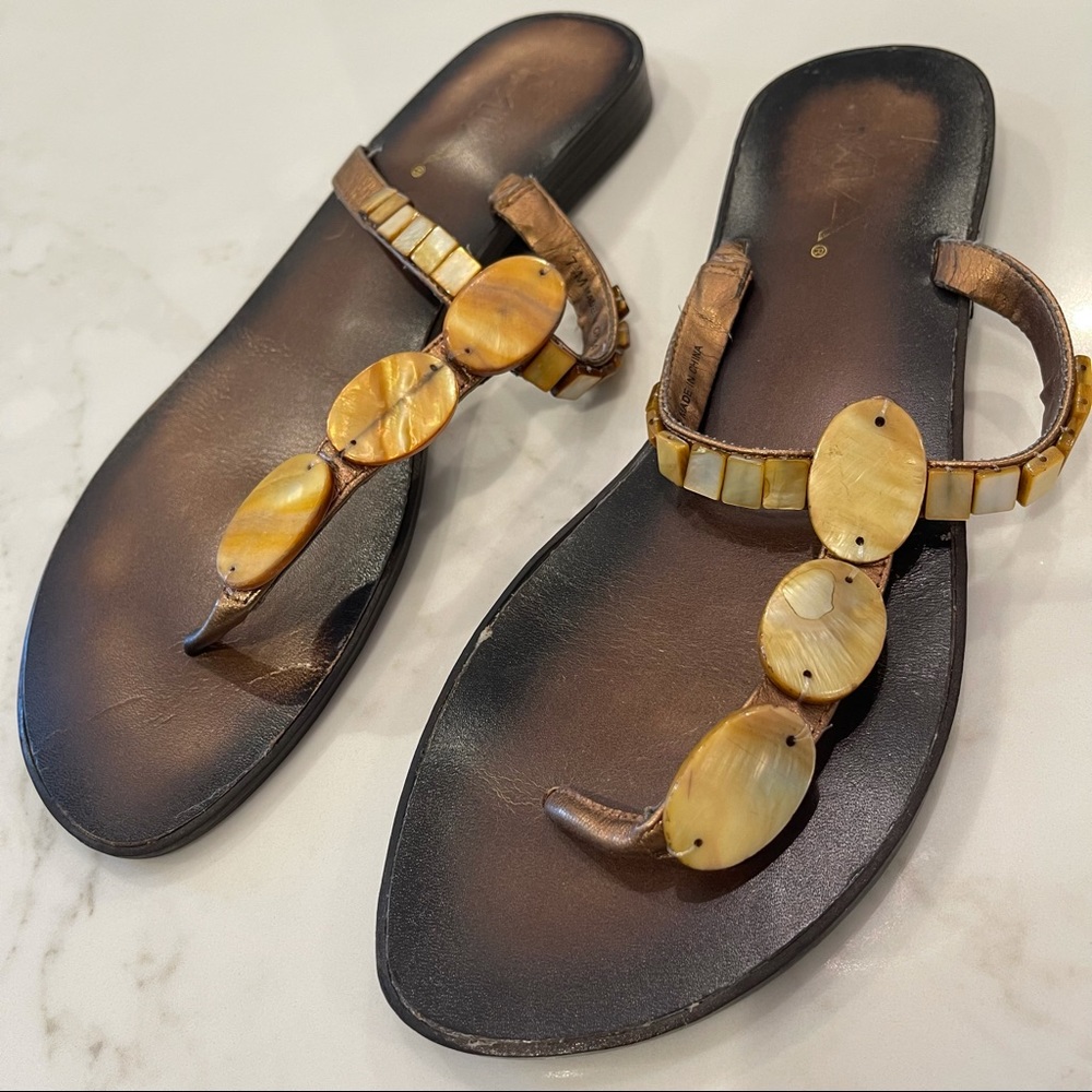 MIA brown & yellow beaded leather sandal - Picture 2 of 14